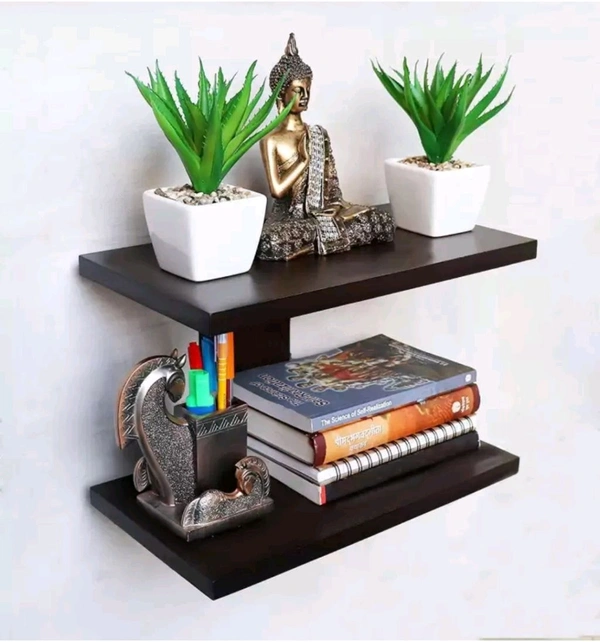 USD $ 12.27 RBS Wooden Wall Mount Tv Set Up Box Stand Wall Shelves Wooden Wall Shelf (Number of Shelves -2, Brown) rb.gy/83pa98