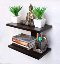 USD $ 12.27 RBS Wooden Wall Mount Tv Set Up Box Stand Wall Shelves Wooden Wall Shelf (Number of Shelves -2, Brown) rb.gy/83pa98