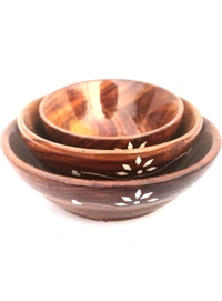 USD $ 15.72 TFS Wooden Soup Bowl (Pack of 3, Brown) rb.gy/feihf5