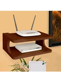 USD $ 14.28 OFIXO Set Top Box Stand | Wifi Router Holder Wooden Wall Shelf (Number of Shelves - 1, Brown) rb.gy/slasxv