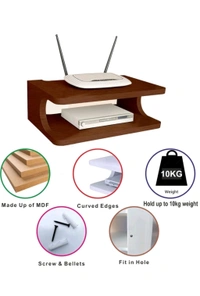 USD $ 14.28 OFIXO Set Top Box Stand | Wifi Router Holder Wooden Wall Shelf (Number of Shelves - 1, Brown) rb.gy/slasxv
