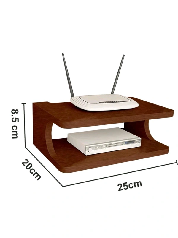 USD $ 14.28 OFIXO Set Top Box Stand | Wifi Router Holder Wooden Wall Shelf (Number of Shelves - 1, Brown) rb.gy/slasxv