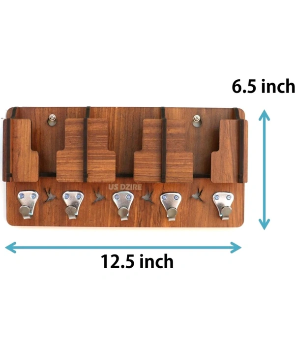 USD $ 14.27 US DZIRE TM 808 Wall Mount Wooden Multi-Functional Clothes & Key Hanger, Mobile Charging Wall Stand Suitable Living Room, Bedroom, Kitchen, Home & Office Wooden Wall Shelf (Number of Shelves - 3) rb.gy/5mxm35