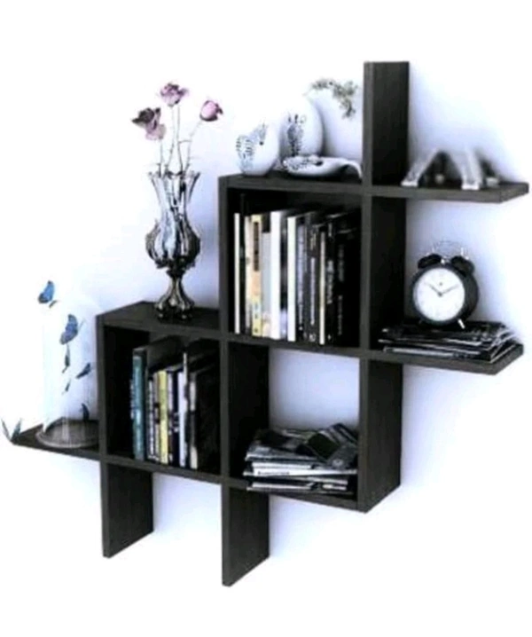 USD $ 21.14 CLASSICONLINE New Plus Set Wooden Wall Shelf (Number of Shelves -6) rb.gy/4pqnrj - Black