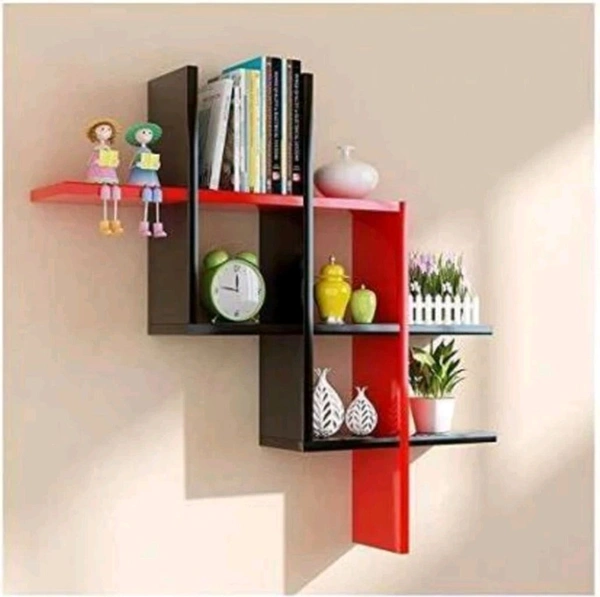 USD $ 21.14 CLASSICONLINE New Plus Set Wooden Wall Shelf (Number of Shelves -6) rb.gy/4pqnrj - Black,Red