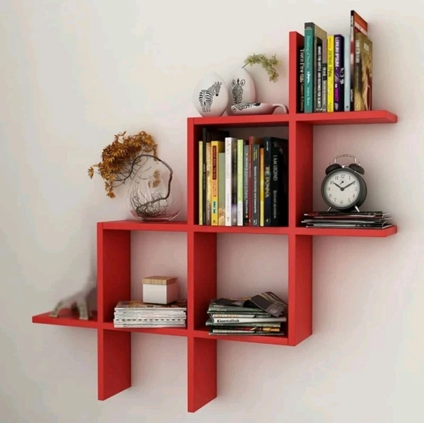 USD $ 21.14 CLASSICONLINE New Plus Set Wooden Wall Shelf (Number of Shelves -6) rb.gy/4pqnrj - Red