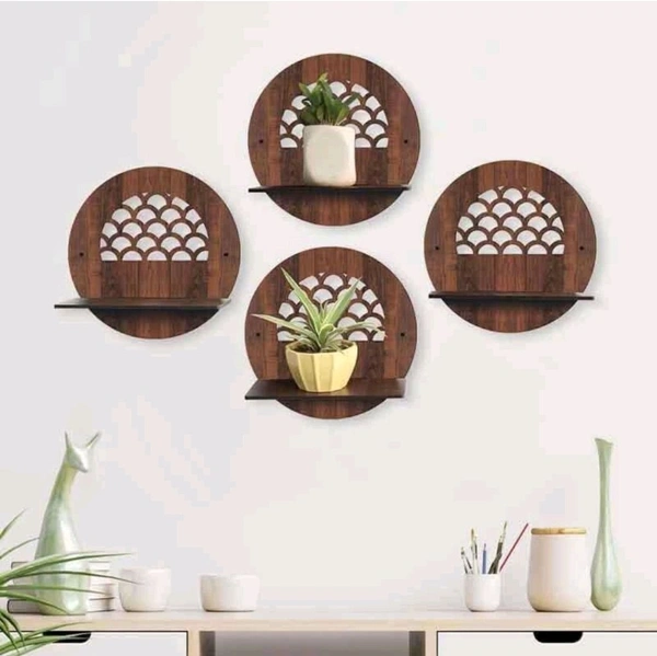 USD $ 12.24 MSK Craft Round Design Pot Stand Set of 4 Piece Wooden Wall Hanging for Home Office Decor Pack of 4 (7 inch X 7 inch, Brown) rb.gy/548vvb