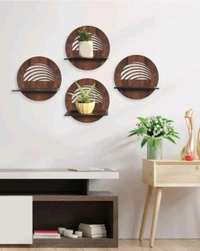 USD $ 12.24 MSK Craft Round Design Pot Stand Set of 4 Piece Wooden Wall Hanging for Home Office Decor Pack of 4 (7 inch X 7 inch, Brown) rb.gy/548vvb