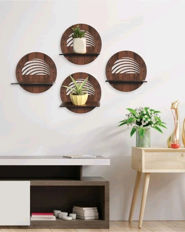USD $ 12.24 MSK Craft Round Design Pot Stand Set of 4 Piece Wooden Wall Hanging for Home Office Decor Pack of 4 (7 inch X 7 inch, Brown) rb.gy/548vvb