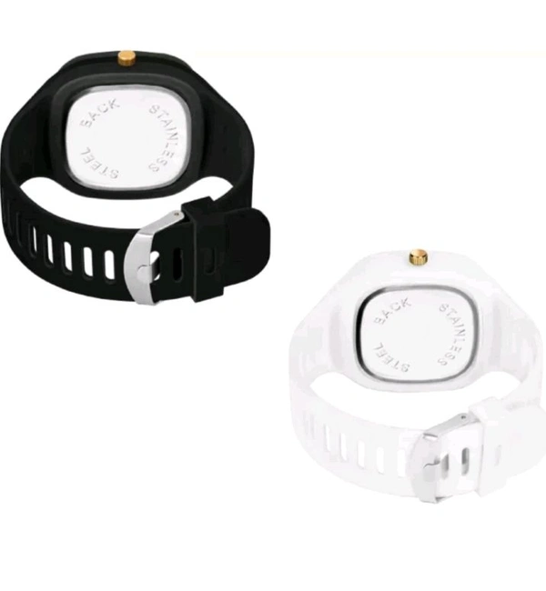 USD $ 10.00 BRAND New Combo Of Black and White Square Dial with Silicone Strap Combo of 2 Analog Watch For Men rb.gy/bpqs6l
