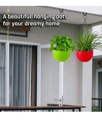 USD$ 11 PINKI ENTERPRISES SELTIX Hanging Baskets Waven FlowerPot with Hanging Chain for Garden Balcony Decoration Plant Container Set (Pack of 5, Plastic) rb.gy/u6vltk
