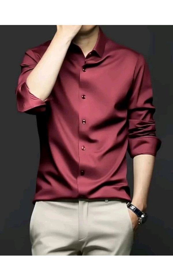 USD $ 11.00 SHIMAK INTERNATIONAL Men Solid Formal Red Shirt rb.gy/m3qeme