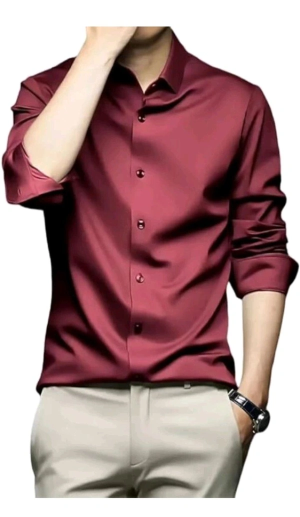 USD $ 11.00 SHIMAK INTERNATIONAL Men Solid Formal Red Shirt rb.gy/m3qeme