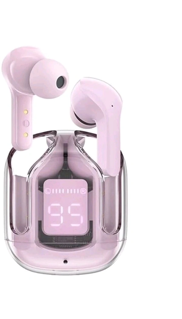 USD$10 APEX INTERNATIONAL GUJARAT Ultrapods Wireless Earbuds Comes with transperant case Digital Display 5.3 Bluetooth Headset (PINK, True Wireless) rb.gy/hd4t8s