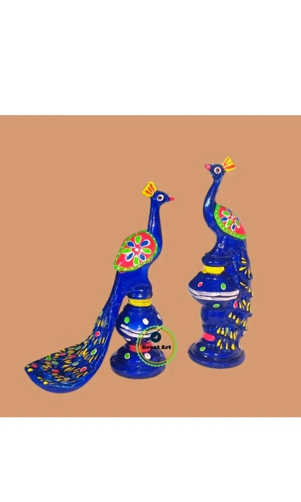 USD $ 10.00 DAKSH HANDLOOM Great Art Peacock Statue Showpiece Set of 2 for Home Garden Temple Office Shelf Decorative Showpiece Blue) 7 cm (Plastic, rb.gy/jioai8