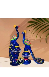 USD $ 10.00 DAKSH HANDLOOM Great Art Peacock Statue Showpiece Set of 2 for Home Garden Temple Office Shelf Decorative Showpiece Blue) 7 cm (Plastic, rb.gy/jioai8
