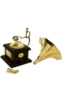 USD$12 FASHION BIZZ Fashion Bizz 1 Pc Dummy Gramophone Showpiece 23 cm Handicraft & Artifact Showpiece (Brass, Wood, Brown, Gold)  rb.gy/7bgcgq