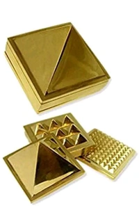 USD$11 HIMANSHU MALA STORES, Bangphatak, VARANASI Varanasi Enterprises Vastu Feng
Shui Pyramid 1.5x1.5 Inch Decorative Showpiece 1.5 cm (Brass, Gold)  rb.gy/upjc4y