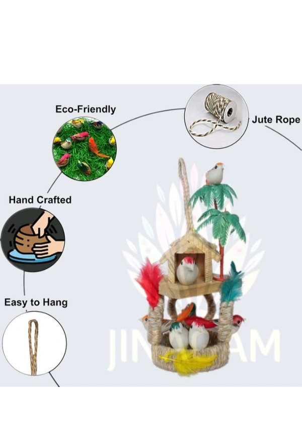 USD$10 JINAGAM SONIA VIHAR DELHI bird -shop 15 cm Bird & Animal Showpiece (Wood, Jute, Multicolor) rb.gy/hdtb8u
