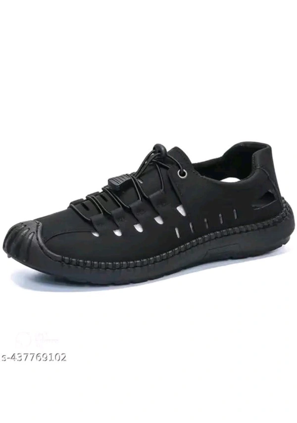 USD $ 12.00 Ishu Collection Name: Laced Slip-On Sandals For Men,  Ethnic Sandals For Men, Loafers For Men, Ethnic Shoes For Men, Casual Loafers for Men, Partywear Sandals For Men - BLACK