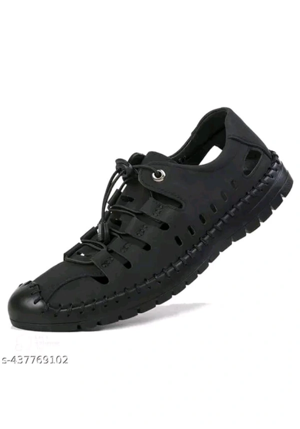 USD $ 12.00 Ishu Collection Name: Laced Slip-On Sandals For Men,  Ethnic Sandals For Men, Loafers For Men, Ethnic Shoes For Men, Casual Loafers for Men, Partywear Sandals For Men - BLACK