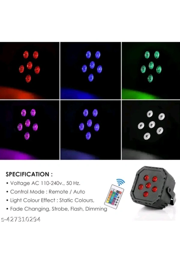 USD$10    RSCT ROHINI DJ PAR LIGHT 6 LED FOCUS LIGHT RGB WITHREMOTEwww.meesho.com/s/p/73nmwq?utm_source=s_cc