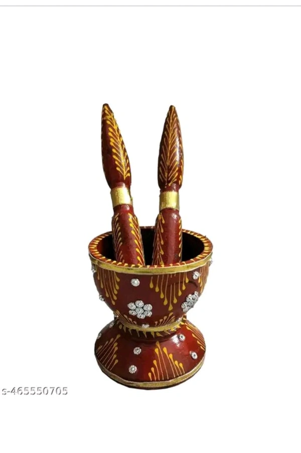 USD$10 DIYA COLLECTION CHOMU Name: Diya Collection Handicrafts Wedding Fancy Okhli & Musar !! Marriage okhali and Musal !! Fancy Mortar & Pestle (okhal musal) Used for Marriage shaguns and Rituals RED  rb.gy/acmied
