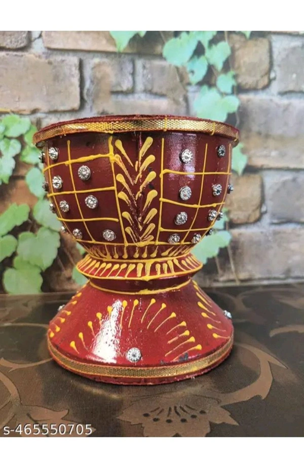 USD$10 DIYA COLLECTION CHOMU Name: Diya Collection Handicrafts Wedding Fancy Okhli & Musar !! Marriage okhali and Musal !! Fancy Mortar & Pestle (okhal musal) Used for Marriage shaguns and Rituals RED  rb.gy/acmied
