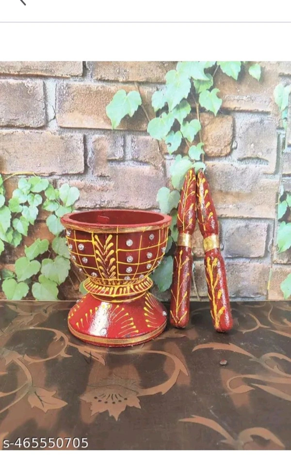 USD$10 DIYA COLLECTION CHOMU Name: Diya Collection Handicrafts Wedding Fancy Okhli & Musar !! Marriage okhali and Musal !! Fancy Mortar & Pestle (okhal musal) Used for Marriage shaguns and Rituals RED  rb.gy/acmied
