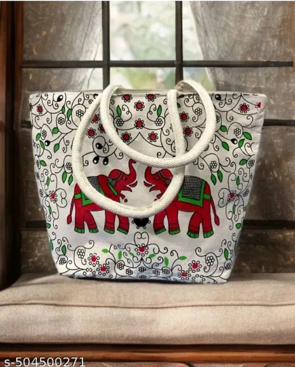 USD $ 10.00 Creative Nations Name: Elegnt Double Elephant Canvas Bag – A Perfect Blend of Style & Utility rb.gy/95icsa