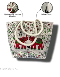 USD $ 10.00 Creative Nations Name: Elegnt Double Elephant Canvas Bag – A Perfect Blend of Style & Utility rb.gy/95icsa