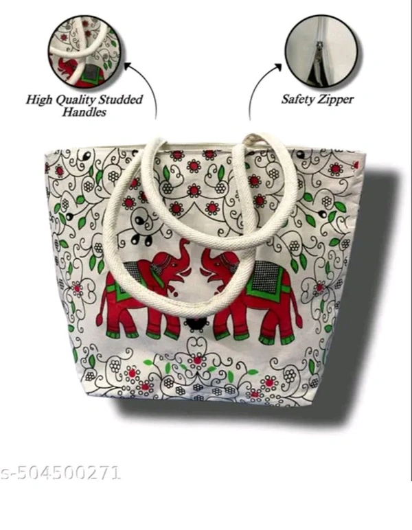 USD $ 10.00 Creative Nations Name: Elegnt Double Elephant Canvas Bag – A Perfect Blend of Style & Utility rb.gy/95icsa