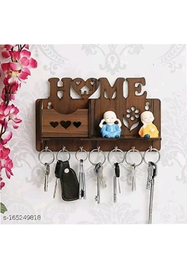 USD $ 09.00 Beatbox Craft Name: Beatbox Craft Key Holder For Wall Home Design Mobile Phone Stand With Side Shelf Wood Key Holder  (7 Hooks, Brown) rb.gy/zx6wv2
