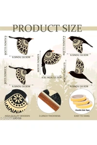 USD $ 09.00 JS Art N Craft, Jaipur Rajasthan, India Name: Kalasagar Premium Wooden 3D 5 Pieces Birds on Rope Wall Art Panel | Wood Bird Folk Art Wall Hanging Art Decoration Item for Living Room, Bedroom, Drawing Room, Dining Room & Office (Black) (JS-CHIDI-01)