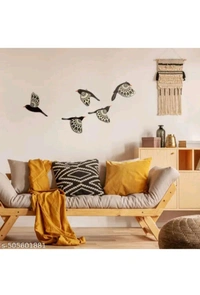 USD $ 09.00 JS Art N Craft, Jaipur Rajasthan, India Name: Kalasagar Premium Wooden 3D 5 Pieces Birds on Rope Wall Art Panel | Wood Bird Folk Art Wall Hanging Art Decoration Item for Living Room, Bedroom, Drawing Room, Dining Room & Office (Black) (JS-CHIDI-01)