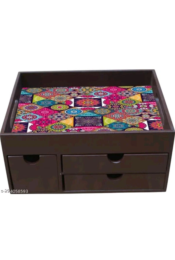 USD $ 15.00 Dime Store Name: Engineered Wood Tray for Storage/Wooden Tray/Serving Tray/Egg Tray with Storage Drawers (10x8 inch, Brown) rb.gy/itlnco