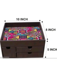 USD $ 15.00 Dime Store Name: Engineered Wood Tray for Storage/Wooden Tray/Serving Tray/Egg Tray with Storage Drawers (10x8 inch, Brown) rb.gy/itlnco