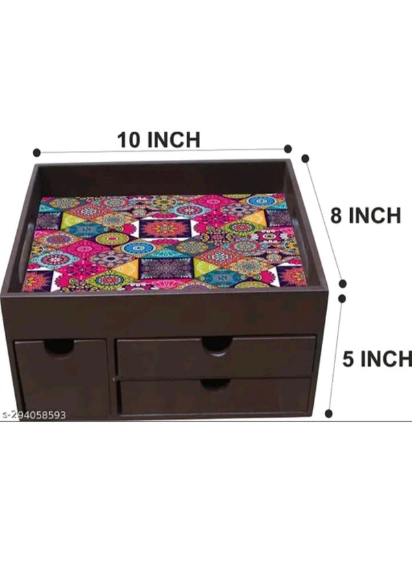USD $ 15.00 Dime Store Name: Engineered Wood Tray for Storage/Wooden Tray/Serving Tray/Egg Tray with Storage Drawers (10x8 inch, Brown) rb.gy/itlnco