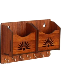 USD $ 09.00 JS Art N Craft, Jaipur Rajasthan, India Name: JS Art N Craft Beautiful Design Wooden Wall Key Holder Mobile Stand For Home Decor Gift Items - Multi, Pack of 1 (10'x6' Inch) rb.gy/4xml8k