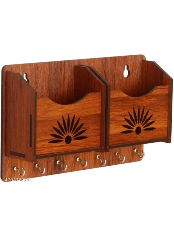 USD $ 09.00 JS Art N Craft, Jaipur Rajasthan, India Name: JS Art N Craft Beautiful Design Wooden Wall Key Holder Mobile Stand For Home Decor Gift Items - Multi, Pack of 1 (10'x6' Inch) rb.gy/4xml8k