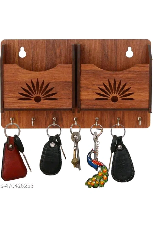 USD $ 09.00 JS Art N Craft, Jaipur Rajasthan, India Name: JS Art N Craft Beautiful Design Wooden Wall Key Holder Mobile Stand For Home Decor Gift Items - Multi, Pack of 1 (10'x6' Inch) rb.gy/4xml8k