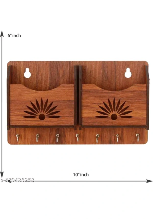 USD $ 09.00 JS Art N Craft, Jaipur Rajasthan, India Name: JS Art N Craft Beautiful Design Wooden Wall Key Holder Mobile Stand For Home Decor Gift Items - Multi, Pack of 1 (10'x6' Inch) rb.gy/4xml8k