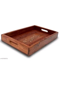 USD $ 12.00 GLORIOUS HANDICRAFTS Name: WOODEN HANDMADE CARVING (ANGURI) TRAY WITH ELEGANT LOOK RECTANGULAR SHAPE (12/8) INCHES rb.gy/ud9bqe