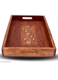 USD $ 12.00 GLORIOUS HANDICRAFTS Name: WOODEN HANDMADE CARVING (ANGURI) TRAY WITH ELEGANT LOOK RECTANGULAR SHAPE (12/8) INCHES rb.gy/ud9bqe