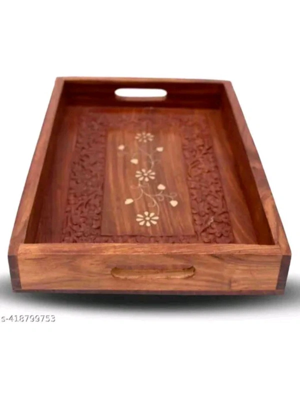 USD $ 12.00 GLORIOUS HANDICRAFTS Name: WOODEN HANDMADE CARVING (ANGURI) TRAY WITH ELEGANT LOOK RECTANGULAR SHAPE (12/8) INCHES rb.gy/ud9bqe
