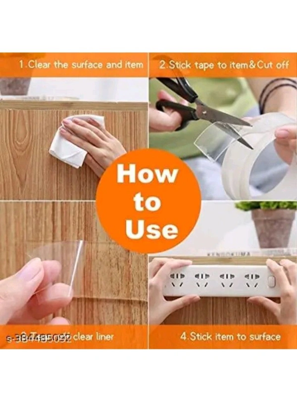 USD $ 09.00 KENJO ENTERPRISE Name: 3 Meter Multipurpose Double Sided Tape - Adhesive Silicone Tape, Heavy Duty, Heat Resistant, Multi-Functional, Removable, Washable, Reusable Anti-Slip Gel Nano Grip Tape (grip tape) rb.gy/xm19hy