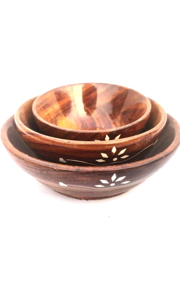 USD $ 12.00 TFS TRADERS TFS Wooden Soup Bowl, Multi-Purpose, for Home, Kitchen, Office and Pantry (Brown, 3 Pack rb.gy/gls78w