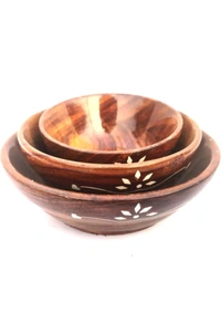 USD $ 12.00 TFS TRADERS TFS Wooden Soup Bowl, Multi-Purpose, for Home, Kitchen, Office and Pantry (Brown, 3 Pack rb.gy/gls78w