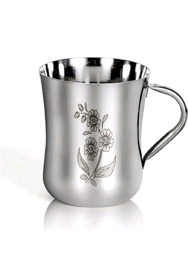 USD$8 STEEL GLASS INDUSTRIES Designer Flower Printed Tea/Coffee Cup Stainless Steel Coffee Mug (150 ml)  rb.gy/xcpk6a