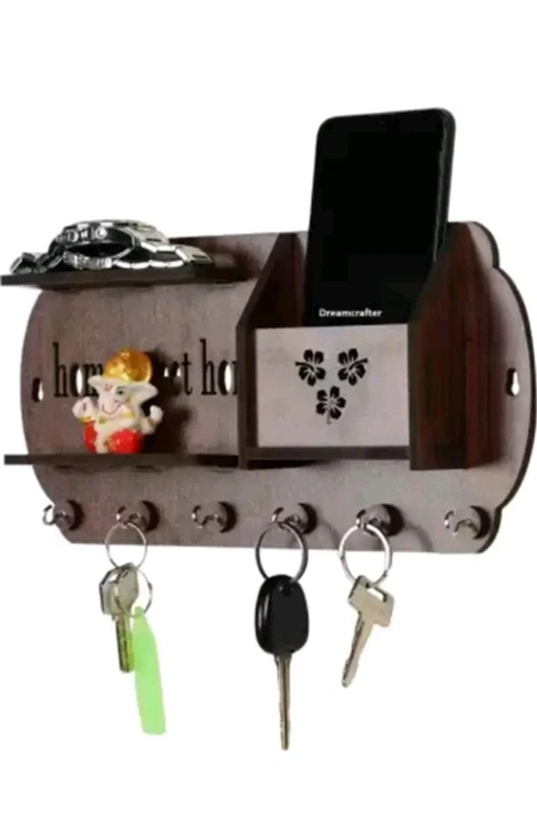 USD $ 09.00 AAYOG CREATIONS MANUFACTURER KEY HOLDER RM-02 Wood Key Holder (7 Hooks, Brown) rb.gy/xzqbml